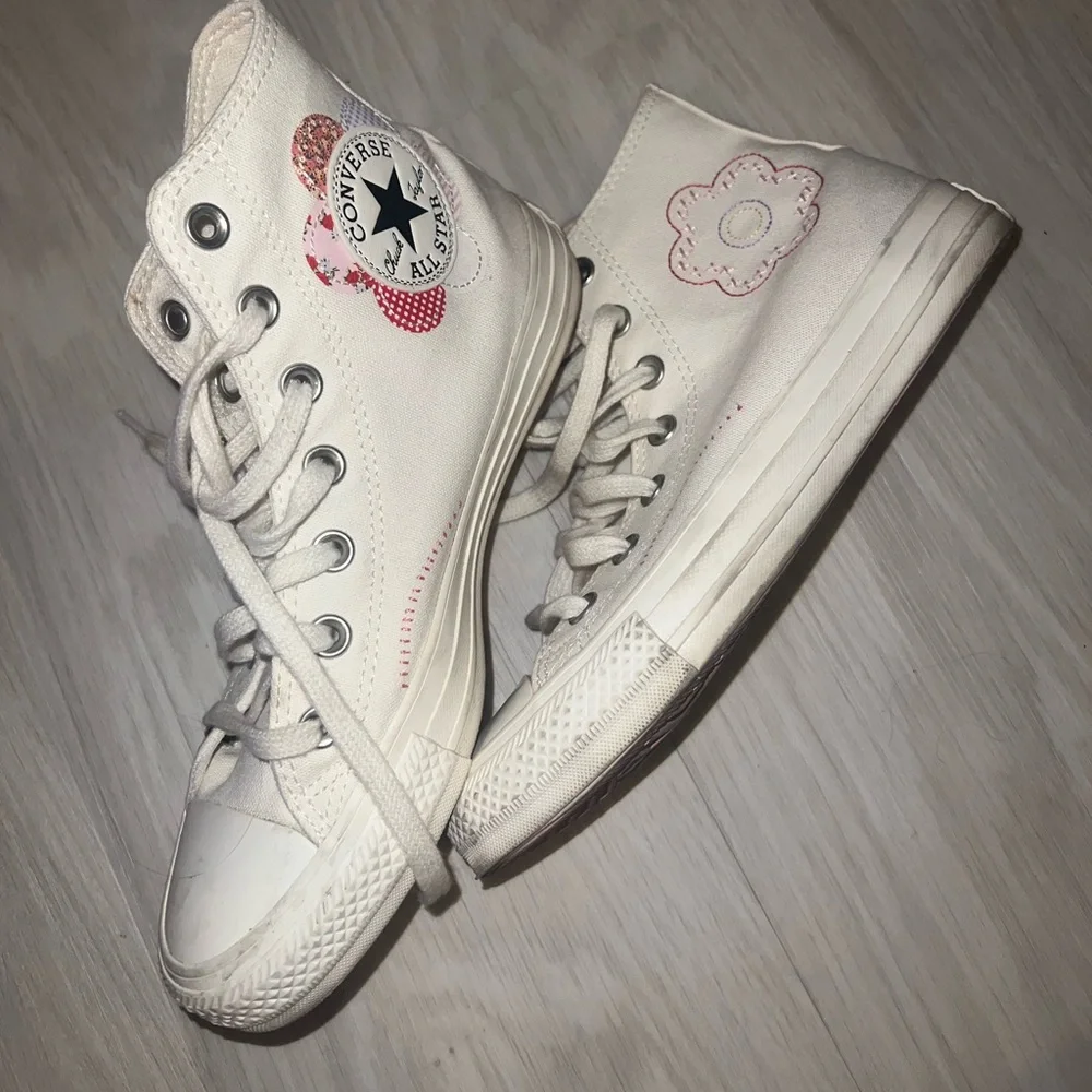 Converse White Floral Canvas High-Top Sneakers